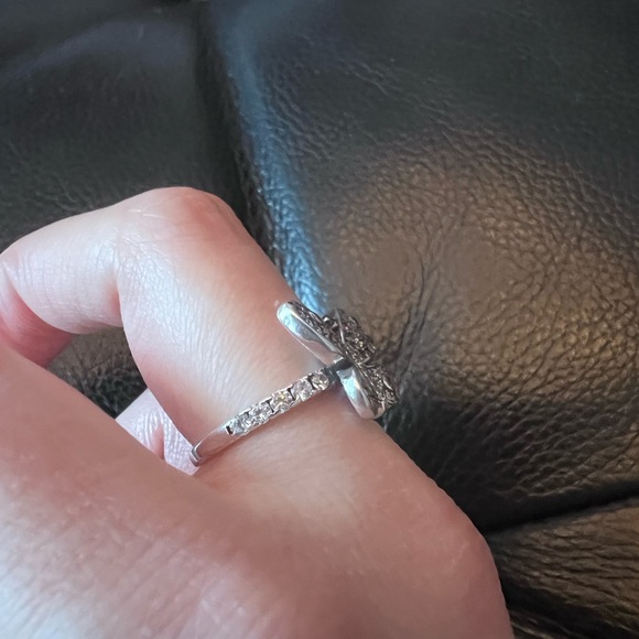 Size 6.5 sterling silver butterfly pavé rhinestone ring - Picture 4 of 8